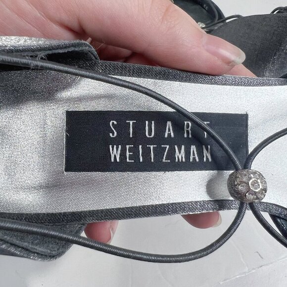 90s Vintage Stuart Weitzman Rondex Heels Silver Kitten Heel Pump Size 8.5 AA - Picture 4 of 9
